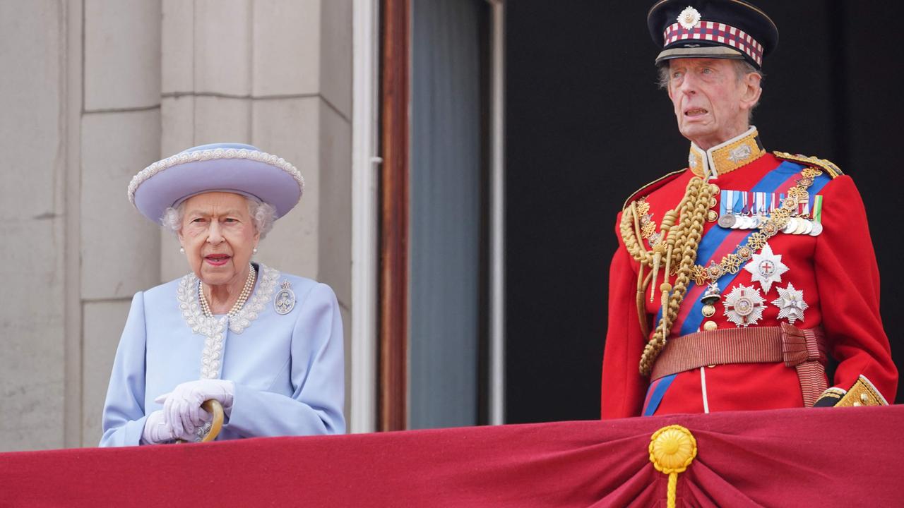 Britain's Queen Elizabeth II stands with Britain's Prince Edward, Duke of Kent, on the Balcony of Buckingham Palace. Picture: Jonathan Brady / AFP)