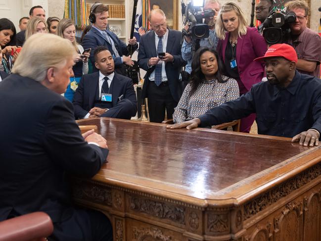 When Kanye met Donald at the Oval Office. Picture: AFP