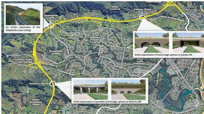 Roads and Maritime Services has released the concept design for the Coffs Harbour Pacific Highway Bypass including two land bridges and a cutting. 