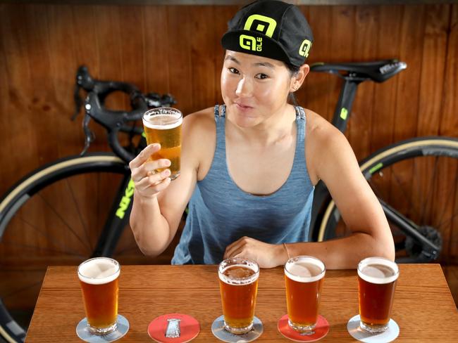 BEER–LOVER: Team Ale-Cipollini rider Eri Yonamine tests local craft beers at the Stag Public House. Picture: Dean Martin 