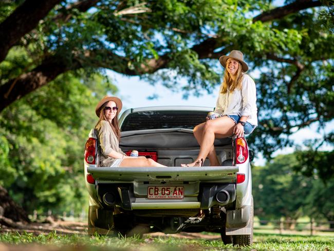 Territory campers Emma Ellis and Brookie Pedersen  are pumped to go camping this weekend, now that national parks have re-opened after the threat of the coronavirus has hopefully passed in the NT.Picture Che Chorley