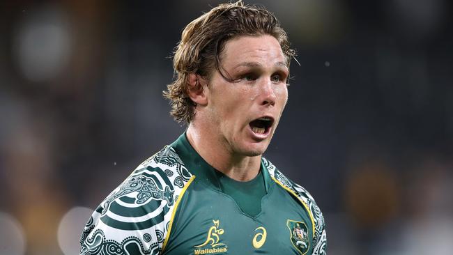 SYDNEY, AUSTRALIA - DECEMBER 05: Michael Hooper of the Wallabies looks on during the 2020 Tri-Nations match between the Australian Wallabies and the Argentina Pumas at Bankwest Stadium on December 05, 2020 in Sydney, Australia. (Photo by Mark Kolbe/Getty Images)