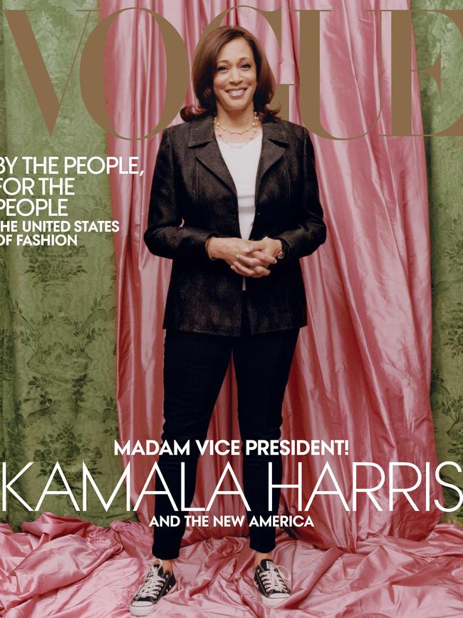 The original, more casual, US Vogue cover of Kamala Harris. Picture: Tyler Mitchell/Vogue/AFP