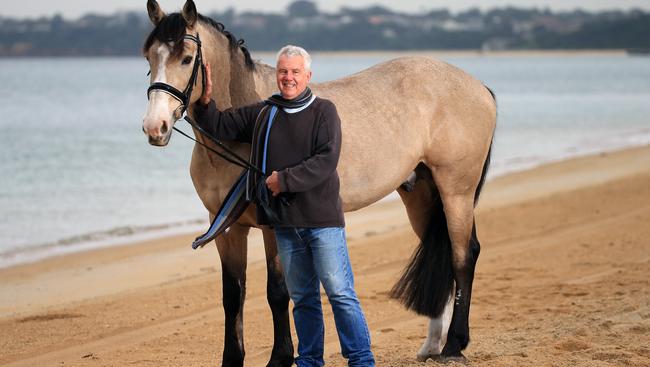 Daryl Braithwaite pictured with Bailey to celebrate the 25th anniversary of “The Horses” in 2016. Picture: Alex Coppel.