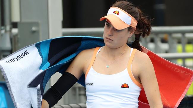 Australian Kimberly Birrell lost her first round match against Canadian Rebecca Marino. Picture: Michael Klein