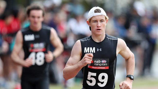 A young Chad Warner during the AFL Draft Combine 2km time trial. Picture: Michael Klein