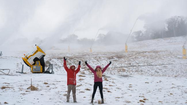 Locals salute the sky and hope for a good season on the slopes.