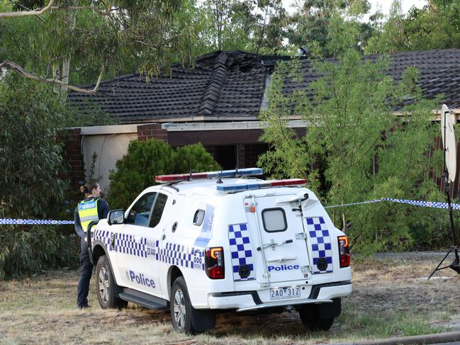 Scene of a house fire in Melton West where a man has been killed. Monday, February 25. 2025. Picture: David Crosling