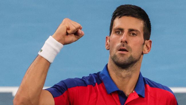 Serbia's Novak Djokovic celebrates after defeating Germany's Jan-Lennard Struff during their Tokyo 2020 Olympic Games men's singles. Picture: Giuseppe Cacace / AFP