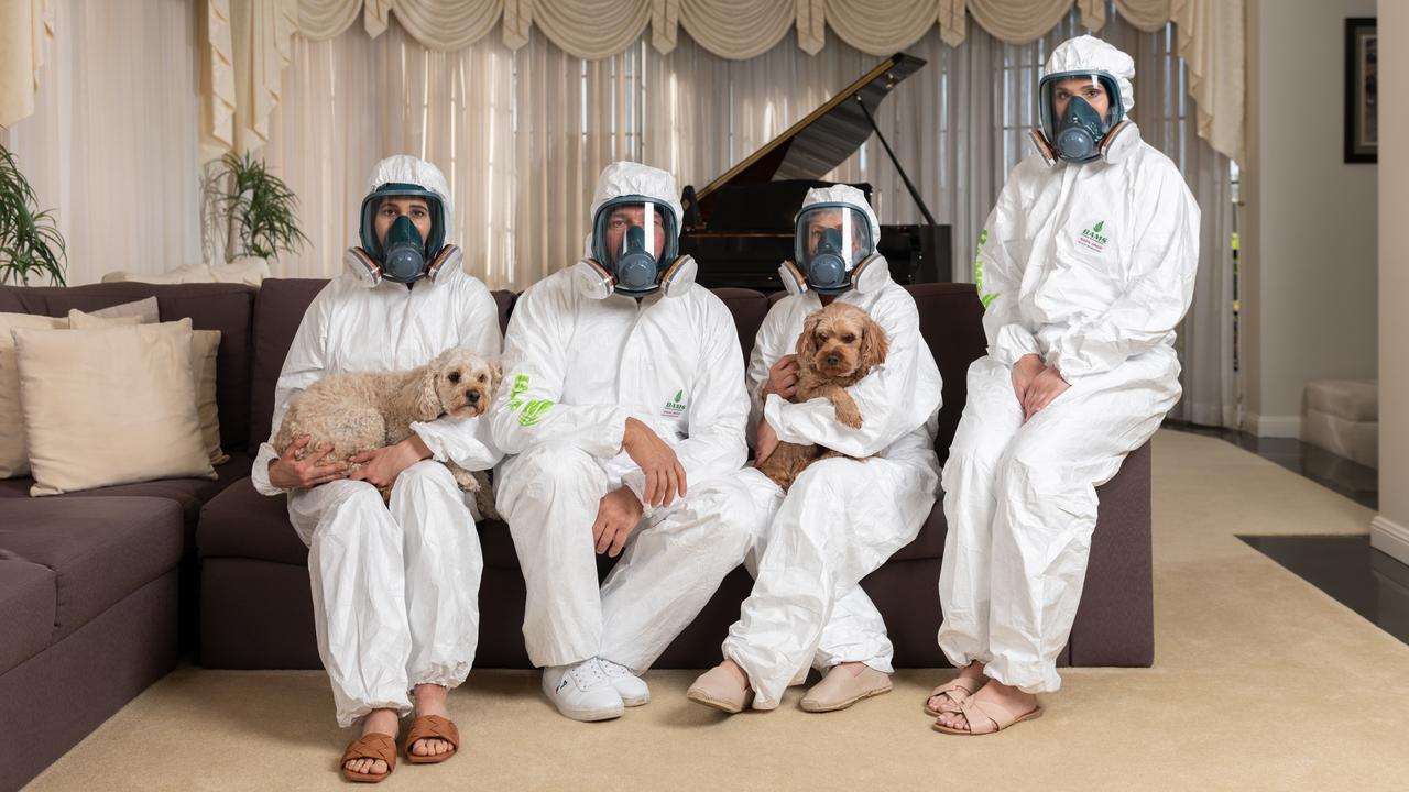 The Zammitt Family. Picture: John Janson-Moore. The Zammitt family, pictured at their western Sydney home, are all involved in the family business, BAMS Hygiene Management, which specialises in disinfecting workplaces contaminated with Covid-19.