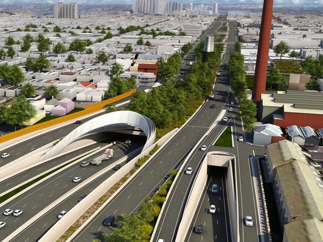 East West Link Artist render of Eastern portal from Hoddle st/ ALexander