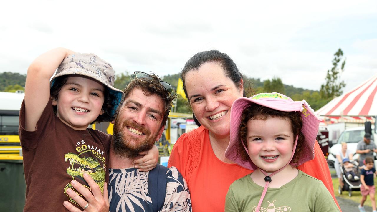 The Maguire family enjoying the show, Frederick, Harriet, Ed and Tara. Heritage Bank Toowoomba Royal Show. Saturday March 26, 2022