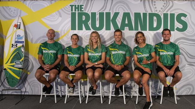 Matt Formston, Shakira Westdorp, Stephanie Gilmore, Julian Wilson, Sally Fitzgibbons and Harley Ingleby. Photo: Ethan Smith/ Surfing Australia