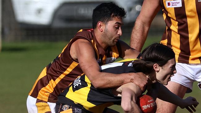 Kyle Baker in action for Woodend-Hesket. Picture: Hamish Blair