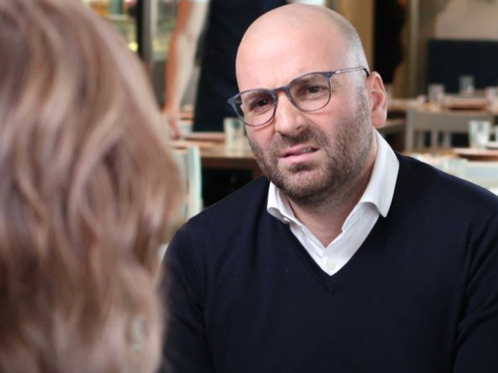 A repentant George Calombaris speaks to 7.30’s Leigh Sales after the wage scandal was exposed. Picture: ABC/7.30