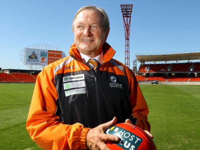 Greater Western Sydney (GWS) Giants AFL team coach Kevin Sheedy looks at the transformed Skoda Stadium, the former showgrounds at Olympic Park, Homebush in Sydney. GWS will play Essendon at the ground on 26/05/2012.