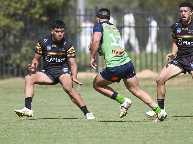 CANBERRA, AUSTRALIA, NewsWire Photos. MARCH 9, 2024: UNE SG Ball Cup - NSWRL Junior Reps Round Six Canberra Raiders vs Penrith Panthers at Raiders Belconnen in Canberra. Picture: NCA NewsWire / Martin Ollman