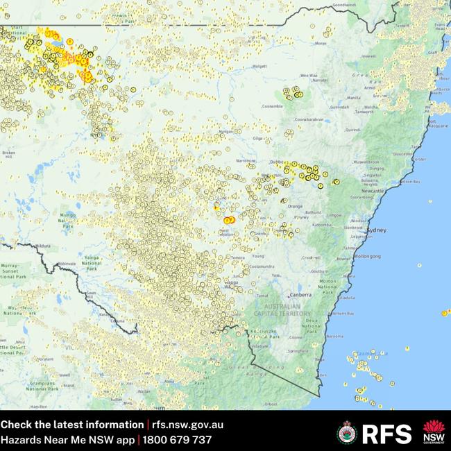 Lightning strikes blamed for a fire that burns thousands of hectares of farmland in the Riverina. Picture: Rural Fire Service