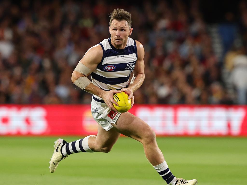 Patrick Dangerfield had 23 disposals and a team-high 625 metres gained against his old team the Crows. Picture: Sarah Reed/AFL Photos via Getty Images