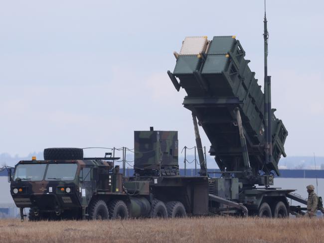 A U.S. Army MIM-104 Patriot anti-missile defence launcher stands pointing east at Poland’s Rzeszow Jasionska airport, which is being used by the U.S. Army's 82nd Airborne Division. Picture: Getty Images