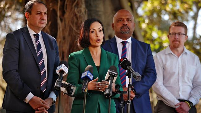 NSW Education Minister Prue Car with teacher union senior officials. Picture: Sam Ruttyn