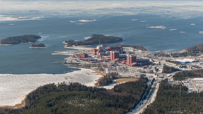 An aerial view of the nuclear power plant in Olkiluoto, Finland.