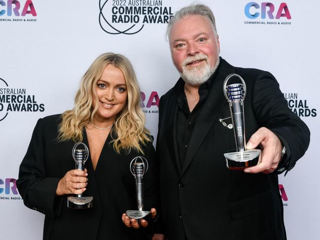 Top earners Jackie ‘O’ Henderson and Kyle Sandilands, who were crowned best on-air team (FM) at the 33rd annual Australian Commercial Radio Awards last week. Picture: Supplied