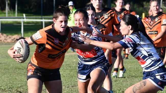 The Herbert River Crushers Women’s team drew 20-20 with Townsville Brothers in a hard-fought contest in Ingham on Saturday. Picture: Cameron Bates