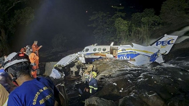 Young Brazilian singer Marilia Mendonca has died along with four other people in a plane crash in the state of Minas Gerais. Picture: Minas Gerais Fire Department/AFP