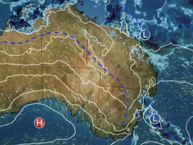 Rains forecast for NSW and a tropical low in the Top End. Picture: BOM