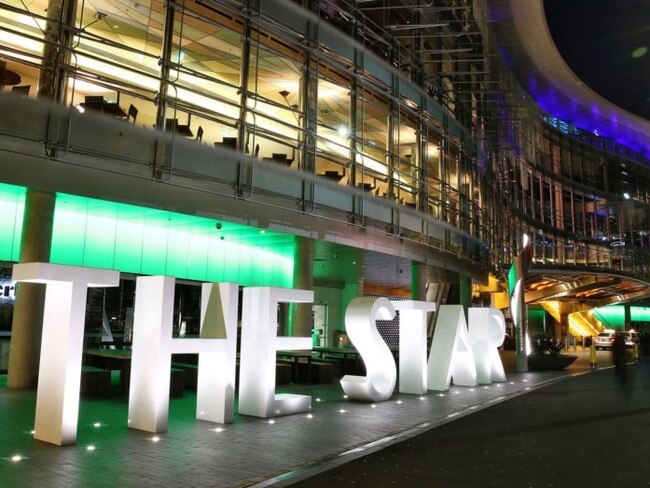 The Star casino, operated by Echo Entertainment Group Ltd., stands illuminated at night in Sydney, Australia, on Monday, Aug. 10, 2015. Echo Entertainment is scheduled to report full-year results on Aug. 12. Photographer: Brendon Thorne/Bloomberg