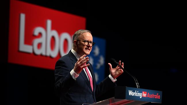 Prime Minister Anthony Albanese during the 49th ALP National Conference in Brisbane. Picture: Dan Peled/NCA NewsWire