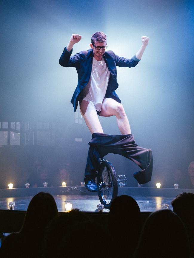 Unicyclist Sam Goodburn in cabaret-circus show Limbo. Picture: Jacinta Oaten.