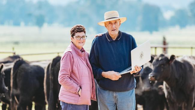 Bill Weidner and his daughter, Gayle Quinn, on Bungowannah Park, at Bungowannah, near Albury. Picture: Chloe Smith