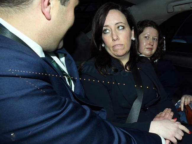 Kaila Murnain leaves The NSW Independent Commission Against Corruption (ICAC) public inquiry into allegations concerning political donations on Wednesday. Picture: AAP/Joel Carrett