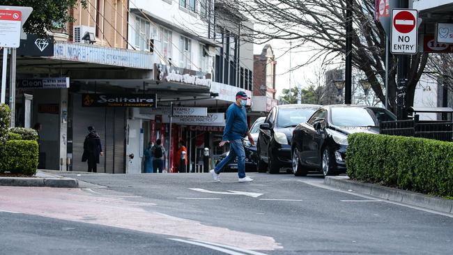 The near-deserted streets of Bankstown, which Mr Perrottet says should re-open at the same time as areas with lower Covid case numbers. Picture: NCA NewsWire/Gaye Gerard