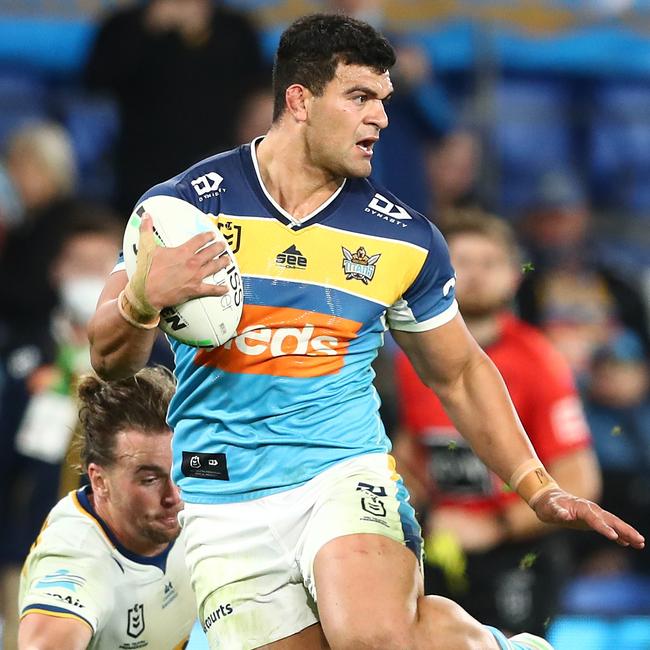 The Titans must weigh up the risks of playing David Fifita in their crucial clash with the Warriors. Picture: Chris Hyde/Getty Images