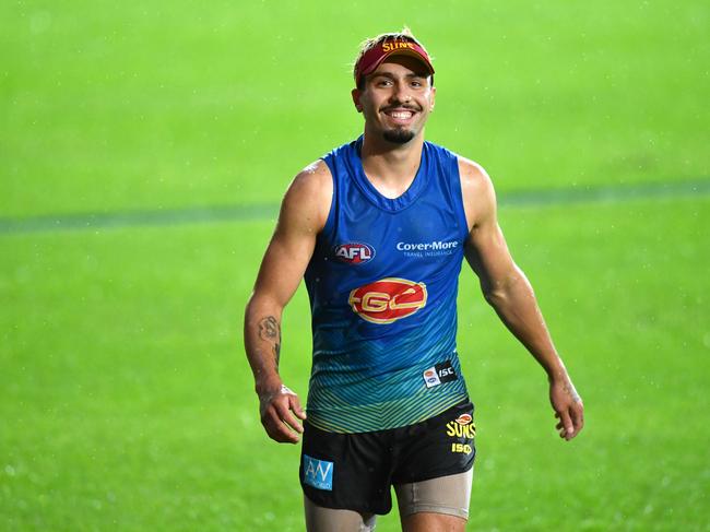 Izak Rankine is seen during a Gold Coast Suns training session at Metricon Stadium on the Gold Coast, Wednesday, June 10, 2020. The Suns are training for their round 2 AFL match against the West Coast Eagles on the Gold Coast on Saturday. (AAP Image/Darren England)