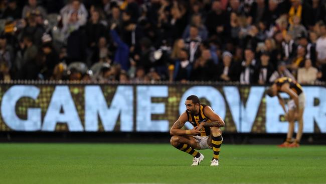 A disappointed Shaun Burgoyne after the loss to Collingwood. Picture: Michael Klein