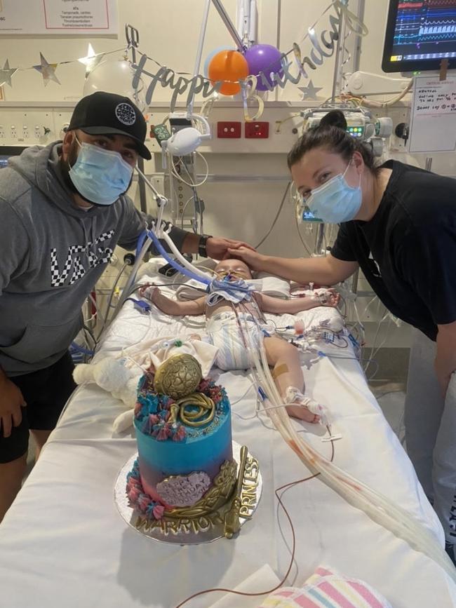 Maddison celebrated her first birthday in hospital at Westmead. Picture: Supplied