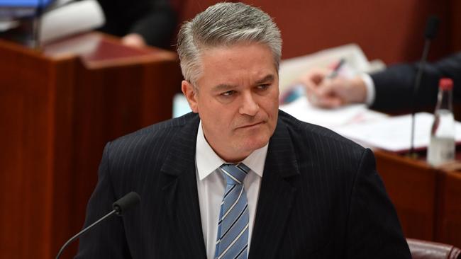 Mathias Cormann was seen by the PM’s office to have ‘done well to express the anger and frustration of people with the protesters’. Picture: AAP