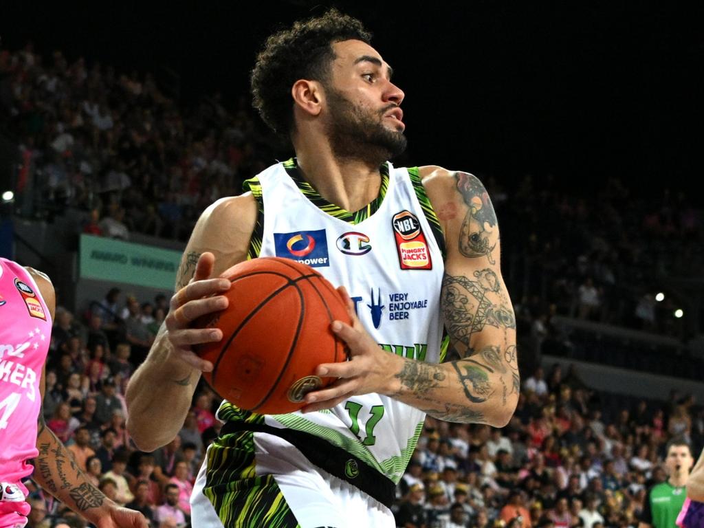 Phoenix import Abdel Nader fouled out early in the second half of SEM’s loss to New Zealand. Picture: Getty Images