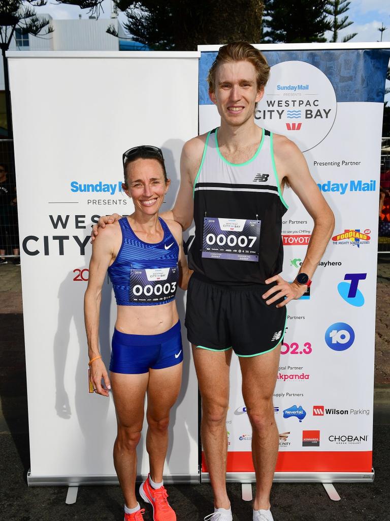 Lisa Weightman and Jack Bruce winners of the Westpac City-Bay presented by the Sunday Mail. Picture: Mark Brake/Getty Images