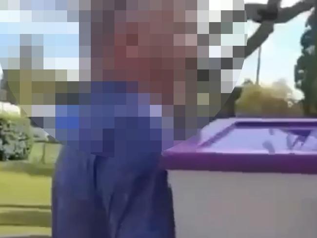 Screenshots of a video showing a woman wrongly accusing Maitland polling station volunteers of "stealing votes". Picture: Supplied