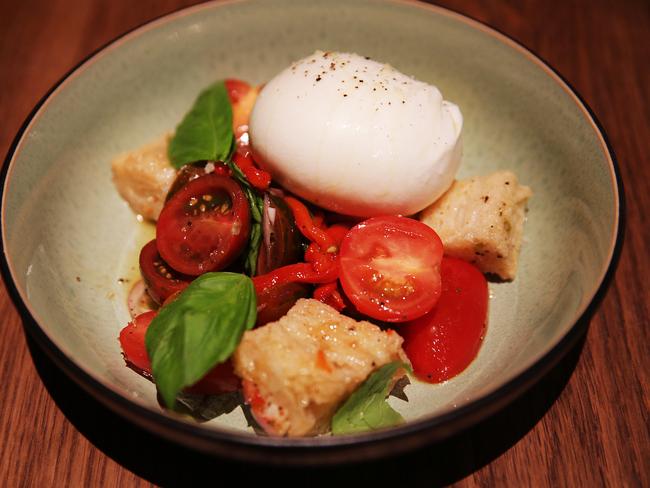 The burrata with heirloom tomatoes.