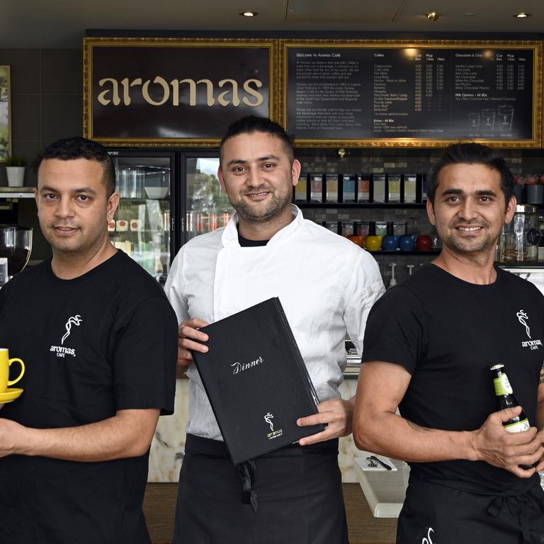 Pradip Bista, Suman Khatri and Yubee Khatri of Aromas Cafe.