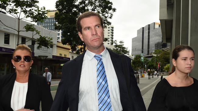 Former Billabong boss Matthew Perrin arrives for his trial at the District Court in Brisbane. Picture: Dan Peled