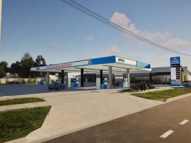 Renders prepared by Bespoke Architecture for the APCO service station proposed for Leopold.