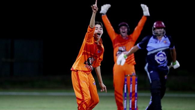 Badgers bowler Aidan Beach appeals during the 2021 Barrier Reef Big Bash. Picture: Stewart McLean