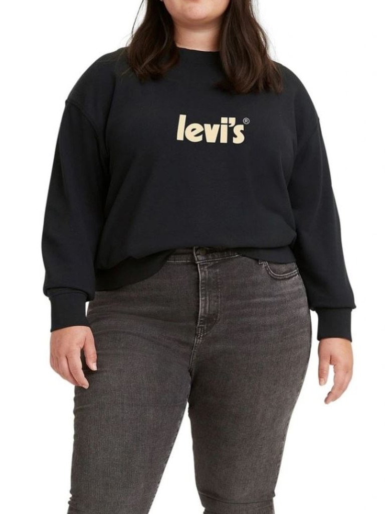 Levi’s Curve Graphic Standard Crewneck Sweatshirt Caviar Black. Picture: Myer.